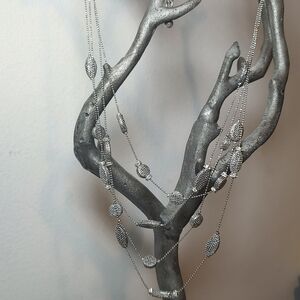 Silver Layered Chicos Necklace, Elegant Jewelry, Women, Beaded Chain